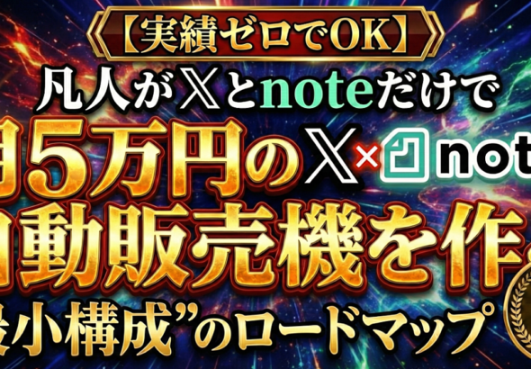 【実績ゼロでOK】凡人がXとnoteだけで「月5万円」の自動販売機を作る"最小構成"のロードマップ