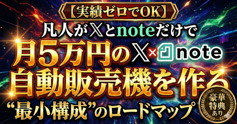 【実績ゼロでOK】凡人がXとnoteだけで「月5万円」の自動販売機を作る"最小構成"のロードマップ